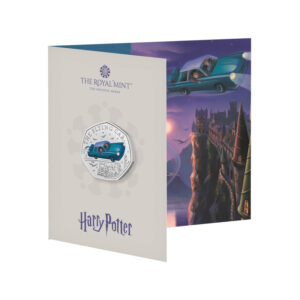 2025 UK ‘Harry Potter – The Flying Car’ Fifty Pence Brilliant Uncirculated Colour Coin Presentation Card